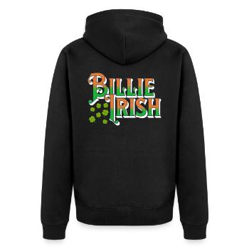 Billie Irish - St. Patricks Day - Paddy's Day - Unisex Premium Bio Zip Hoodie - Schwarz - Hinten - Nico (187cm)