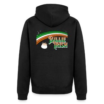 Billie Irish - St. Patricks Day - Paddy's Day - Unisex Premium Bio Zip Hoodie - Schwarz - Hinten - Nico (187cm)