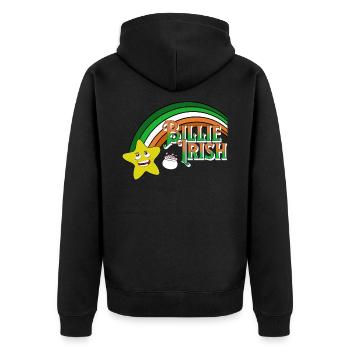 Billie Irish - St. Patricks Day - Paddy's Day - Unisex Premium Bio Zip Hoodie - Schwarz - Hinten - Nico (187cm)
