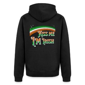 Kiss me Im Irish - Saint Patricks day Paddy's Day - Unisex Premium Bio Zip Hoodie - Schwarz - Hinten - Nico (187cm)