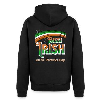 Bissi Irish - am St.Patrick's Day! - Unisex Premium Bio Zip Hoodie - Schwarz - Hinten - Nico (187cm)
