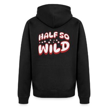 Half so wild - halb so wild - Unisex Premium Bio Zip Hoodie - Schwarz - Hinten - Nico (187cm)