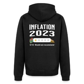 Inflation 2023 - poor rating - Unisex Premium Bio Zip Hoodie - Schwarz - Hinten - Nico (187cm)