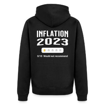 Inflation 2023 - poor rating - Unisex Premium Bio Zip Hoodie - Schwarz - Hinten - Nico (187cm)