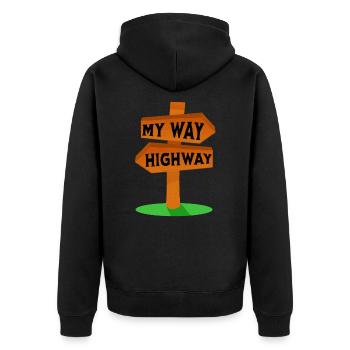 my way - high way - ich fahren den rechten weg - Unisex Premium Organic Zip Hoodie - black - Back - Nico (187cm)