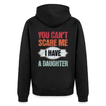 Du machst mir keine Angst - ich habe eine Tochter! - Unisex Premium Bio Zip Hoodie - Schwarz - Hinten - Nico (187cm)