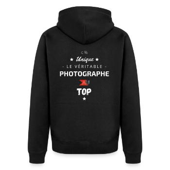 le véritable Photographe au top - Veste à capuche bio Premium Unisexe - noir - Dos - Nico (187cm)