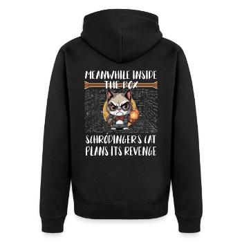 Meanwhile, in box Schroedingers cat plans revenge - Unisex Premium Bio Zip Hoodie - Schwarz - Hinten - Nico (187cm)