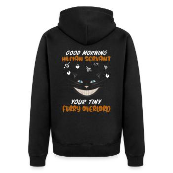 Bonjour, drôle de chat serviteur humain - Veste à capuche bio Premium Unisexe - noir - Dos - Nico (187cm)