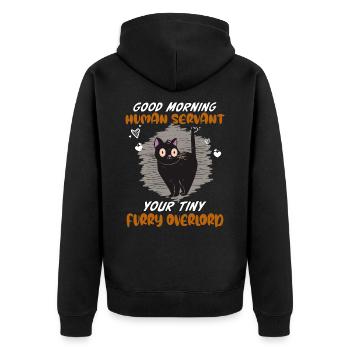 Bonjour, drôle de chat serviteur humain - Veste à capuche bio Premium Unisexe - noir - Dos - Nico (187cm)