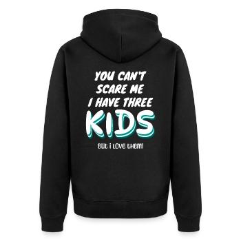 You can't scare me - 3 CHILDREN - Unisex Premium Organic Zip Hoodie - black - Back - Nico (187cm)