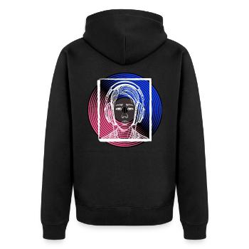 Music is life - Design für Musikliebhaber - Unisex Premium Bio Zip Hoodie - Schwarz - Hinten - Nico (187cm)
