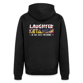 Not laughter, but ketamine is the best medicine - Unisex Premium Organic Zip Hoodie - black - Back - Nico (187cm)