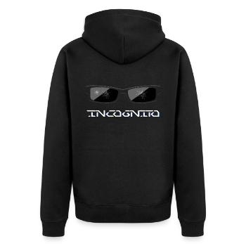 zerbrochene Sonnenbrille - Incognito - Unisex Premium Bio Zip Hoodie - Schwarz - Hinten - Nico (187cm)