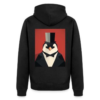 Pingouin avec chapeau haut de forme - Veste à capuche bio Premium Unisexe - noir - Dos - Nico (187cm)