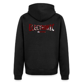 EBM - electronic body music - Logo - Unisex Premium Bio Zip Hoodie - Schwarz - Hinten - Nico (187cm)