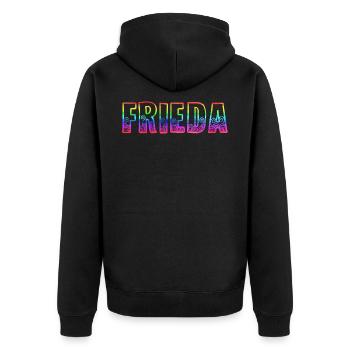 frieda rs rainbow - Unisex Premium Organic Zip Hoodie - black - Back - Nico (187cm)
