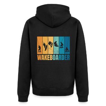 Wakeboarding Water Sports Wakeboarder Waterskiing - Unisex Premium Organic Zip Hoodie - black - Back - Nico (187cm)