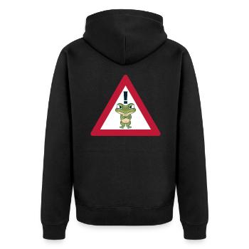 Panneau Frosch Lustig Panneau routier Panneau de signalisation - Veste à capuche bio Premium Unisexe - noir - Dos - Nico (187cm)