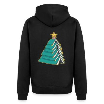 Tannenbaum aus Büchern für Autor Schriftsteller - Unisex Premium Bio Zip Hoodie - Schwarz - Hinten - Nico (187cm)