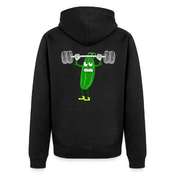 Veganer Veganerin Bodybuilding Zucchini - Unisex Premium Bio Zip Hoodie - Schwarz - Hinten - Nico (187cm)