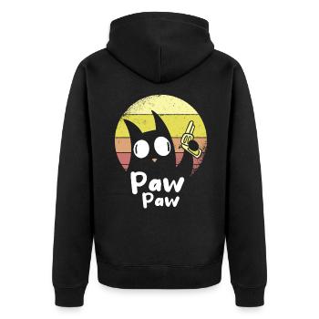 Paw Paw Cat Vintage Sunset Cartoon Chaton - Veste à capuche bio Premium Unisexe - noir - Dos - Nico (187cm)
