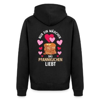 Just A Girl Who Loves Pancakes Mädchen Pfannkuchen - Unisex Premium Bio Zip Hoodie - Schwarz - Hinten - Nico (187cm)