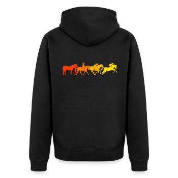 Reitlehrer Reiten Pferde Reiter - Unisex Premium Bio Zip Hoodie - Schwarz - Hinten - Nico (187cm)