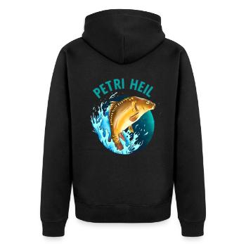 Petri Heil Pêche à la carpe Dicton - Veste à capuche bio Premium Unisexe - noir - Dos - Nico (187cm)