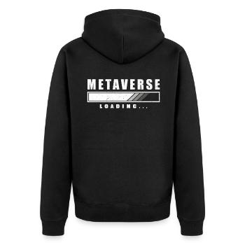 Metaverse Funny Loading Design VR - Unisex Premium Organic Zip Hoodie - black - Back - Nico (187cm)