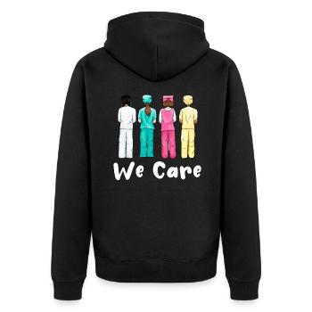Pflegekraft Altenpflegerin Pflege Hilfe - Unisex Premium Bio Zip Hoodie - Schwarz - Hinten - Nico (187cm)