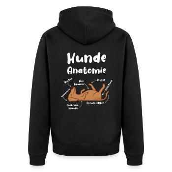 Hunde Anatomie Hundebesitzer Lustiges Hunde - Unisex Premium Bio Zip Hoodie - Schwarz - Hinten - Nico (187cm)