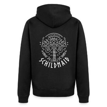 Schildmaid Nordische Kriegerin Wikinger Mythologie - Unisex Premium Bio Zip Hoodie - Schwarz - Hinten - Nico (187cm)