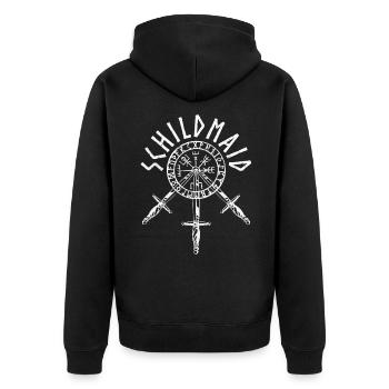Shield maid Norse Warrior Viking Mythology - Unisex Premium Organic Zip Hoodie - black - Back - Nico (187cm)