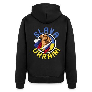 Slava Ukraini Ukraine Paix Liberté - Veste à capuche bio Premium Unisexe - noir - Dos - Nico (187cm)