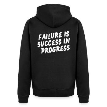 Failure is success in progress - Motivation - Unisex Premium Bio Zip Hoodie - Schwarz - Hinten - Nico (187cm)
