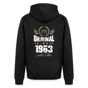 Édition limitée 1963 - Veste à capuche bio Premium Unisexe - noir - Dos - Nico (187cm)