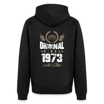 Édition limitée 1973 - Veste à capuche bio Premium Unisexe - noir - Dos - Nico (187cm)