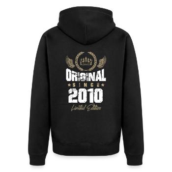 2010 limited edition - Unisex Premium Bio Zip Hoodie - Schwarz - Hinten - Nico (187cm)