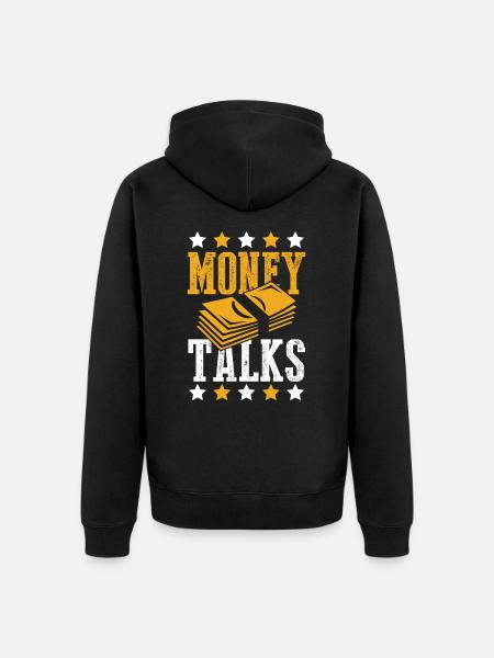 money speaks talks - Unisex Premium Organic Zip Hoodie - black
