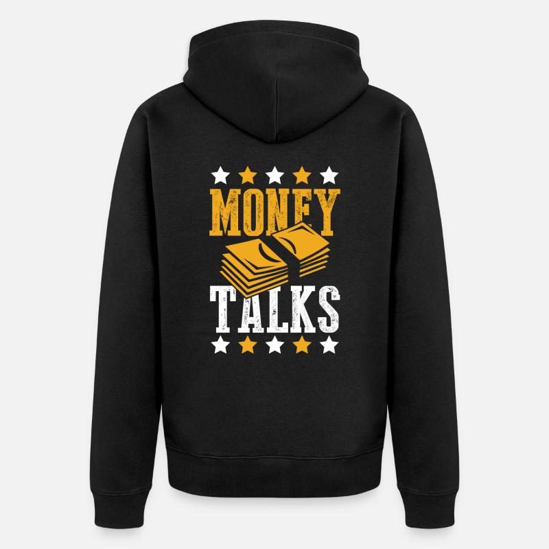 geld spricht talks - Unisex Premium Bio Zip Hoodie - Schwarz