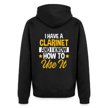 Klarinette musik - Unisex Premium Bio Zip Hoodie - Schwarz - Hinten - Nico (187cm)