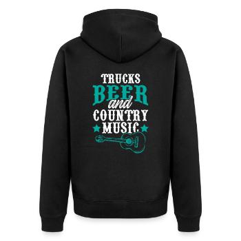 camions bière musique country - Veste à capuche bio Premium Unisexe - noir - Dos - Nico (187cm)