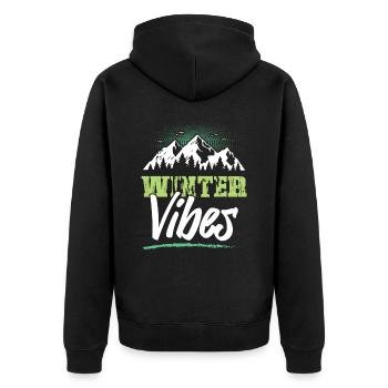 Winter Vibes - Unisex Premium Bio Zip Hoodie - Schwarz - Hinten - Nico (187cm)