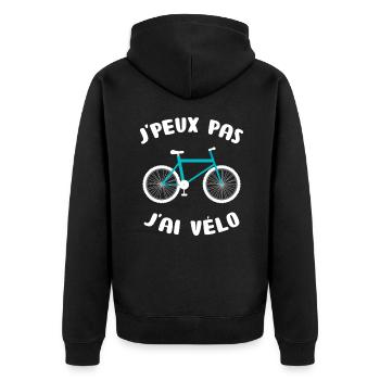J'peux pas j'ai vélo course route écologie planète - Veste à capuche bio Premium Unisexe - noir - Dos - Nico (187cm)