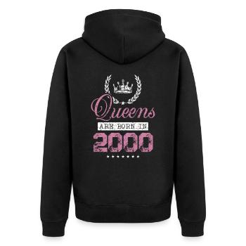 Queens born in 2000 - Unisex Premium Bio Zip Hoodie - Schwarz - Hinten - Nico (187cm)
