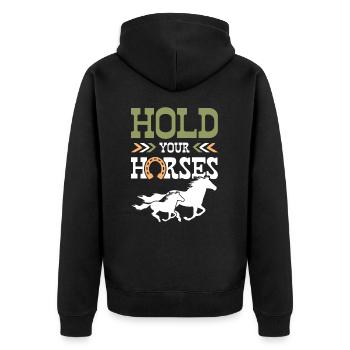 horse horse - Unisex Premium Organic Zip Hoodie - black - Back - Nico (187cm)