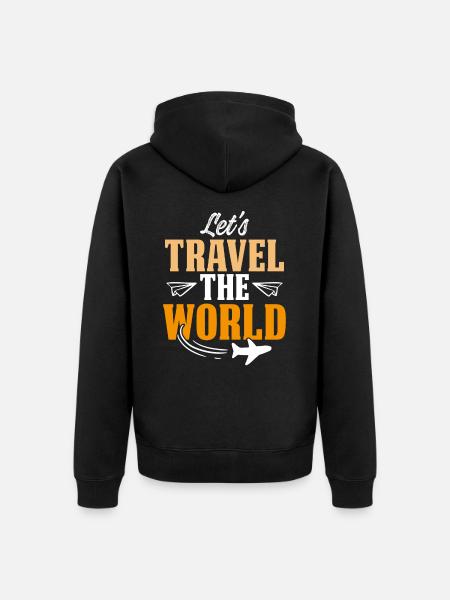 world tour - Unisex Premium Organic Zip Hoodie - black