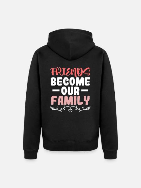freunde werden familie - Unisex Premium Bio Zip Hoodie - Schwarz