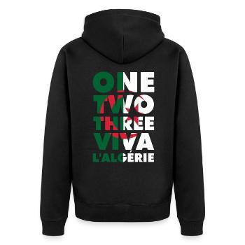One two three viva l'algérie slogan DZ algérien - Veste à capuche bio Premium Unisexe - noir - Dos - Nico (187cm)